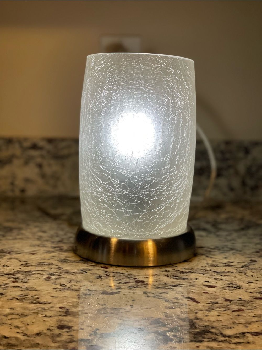 Modern Frosted Accent Table Lamp with Crackled Glass Shade & Brushed Nickel - Picture 12 of 16